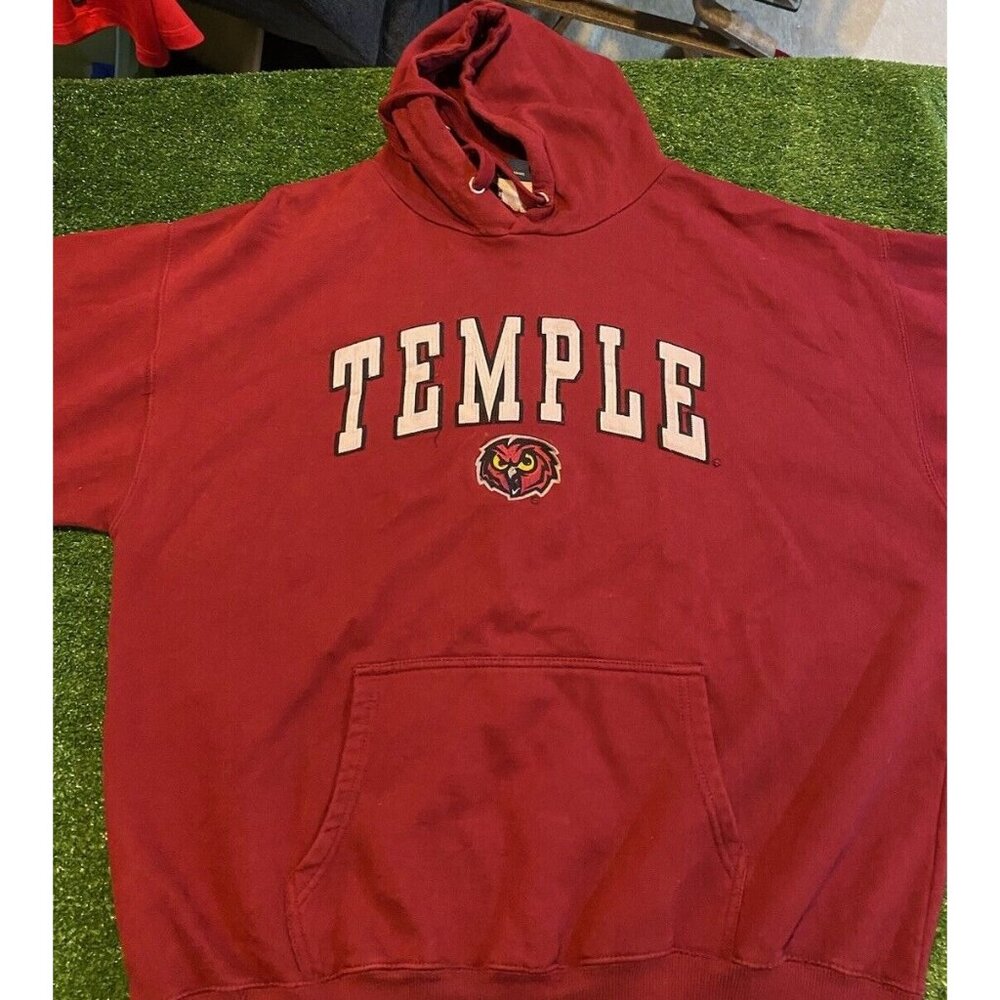 Temple Owls hoodie mens extra large red vintage Y2K sweatshirt football 31 - Picture 3 of 12